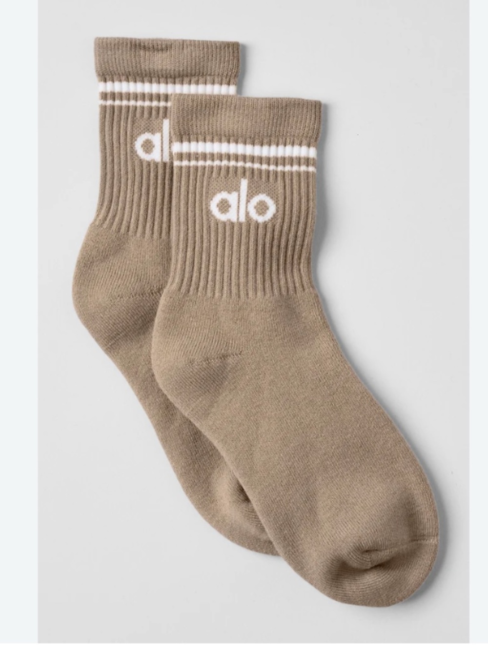 ALO Unisex Half-Crew Throwback Sock Gravel/White, Sz L